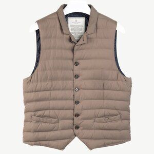 Brunello Cucinelli AW/15 Taupe Opaque-Nylon Notched-Lapel Down Waistcoat